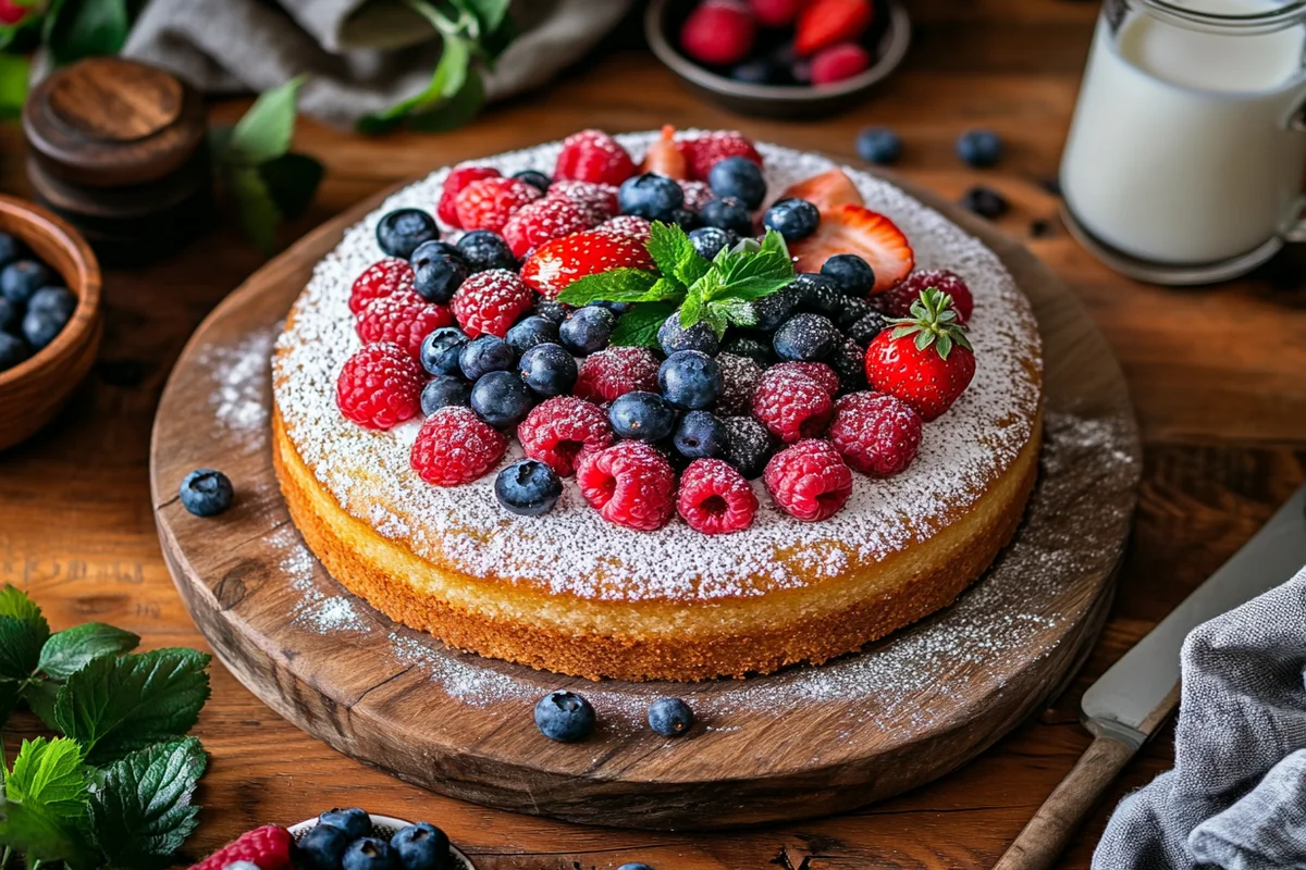 Delicious kefir sheet cake topped with glaze.