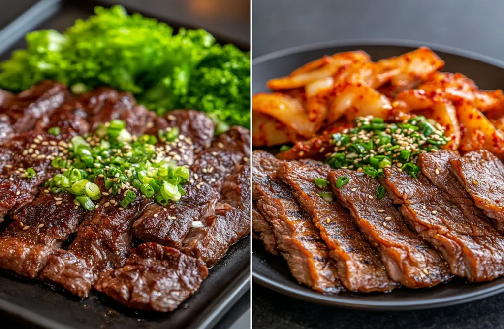 Is kalbi and bulgogi marinade the same? A visual comparison of grilled kalbi and bulgogi.