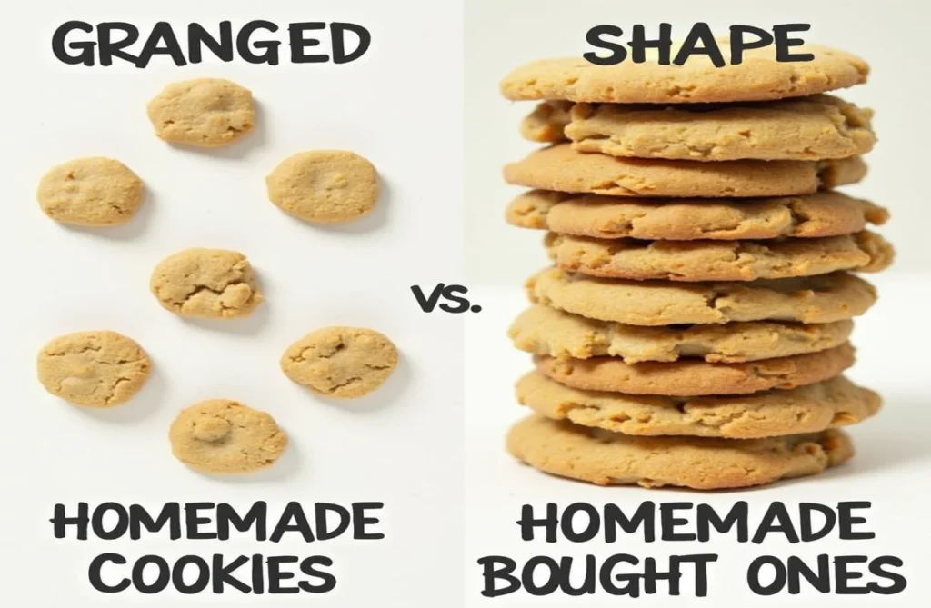 Comparison of homemade and store-bought chocolate chip cookies, illustrating differences in mass and size. Learn what affects the weight of a chocolate chip cookie in this guide